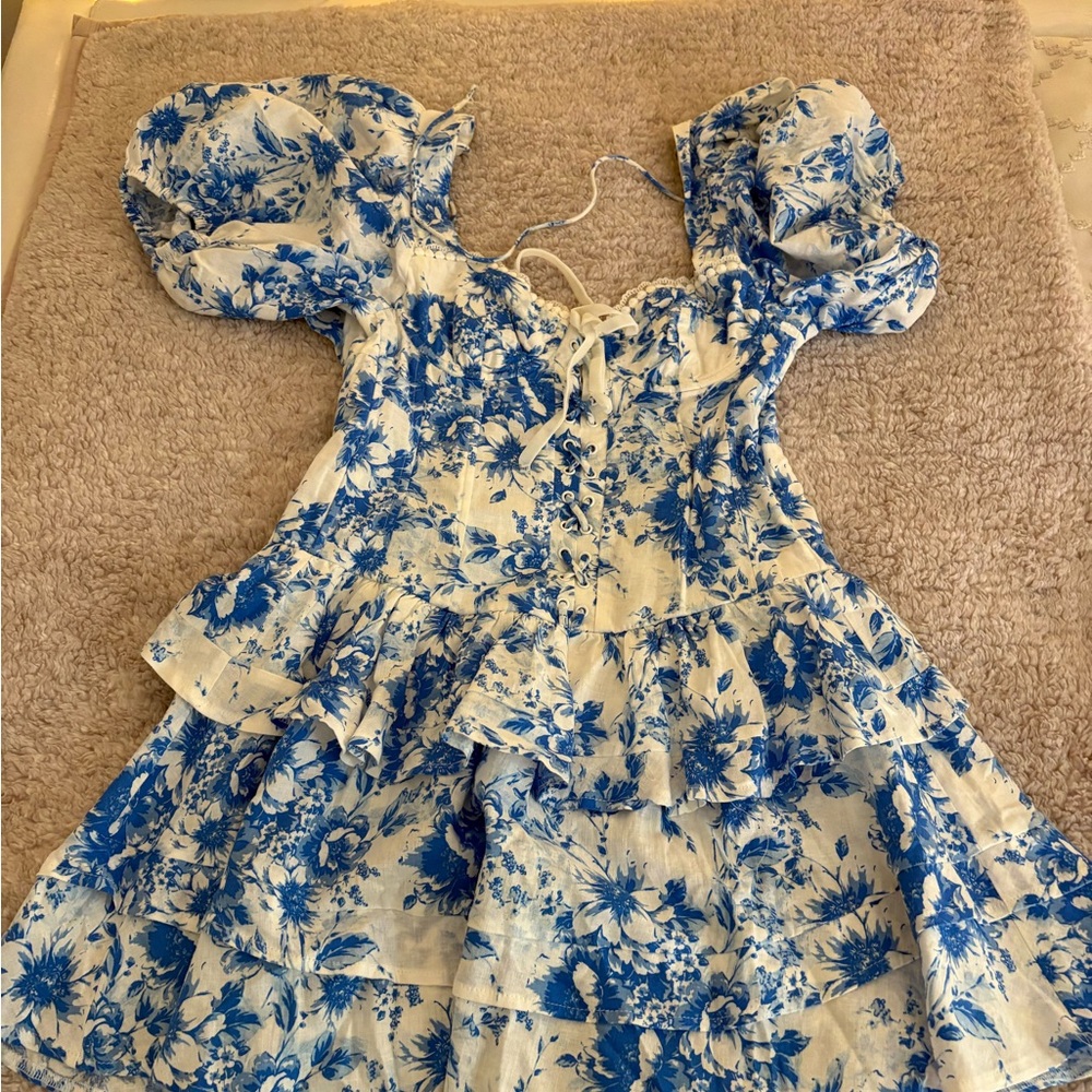 Pants Store Floral Blue and White Mini Dress